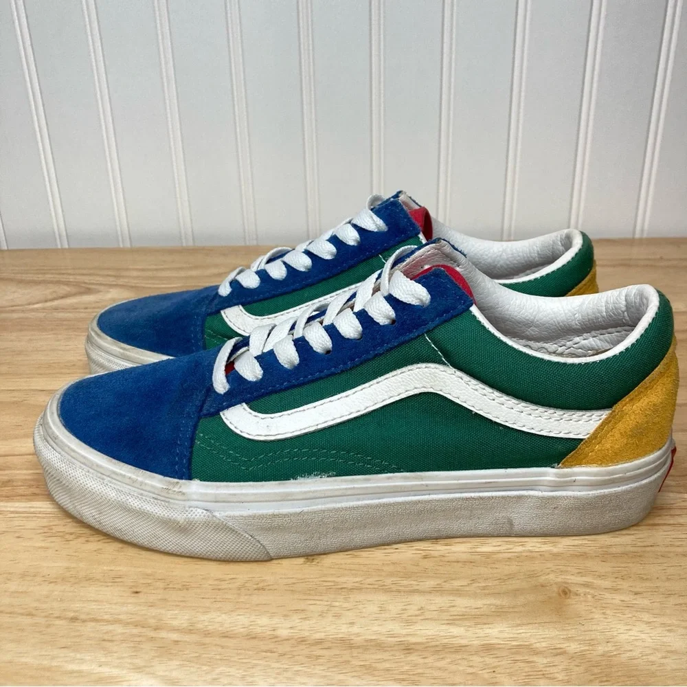 Vans Off The Wall Sneakers M5/W6.5 Suede Canvas Blue Green Yellow Skate Street